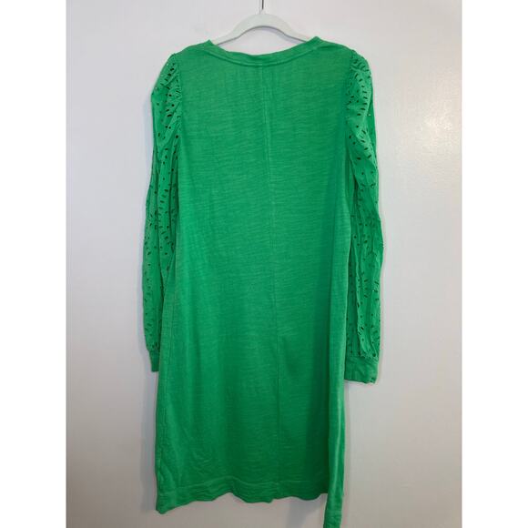 Lilly Pulitzer Womens Jasona Eyelet Long Sleeve Cabana Green Shift Dress Large - Picture 3 of 7